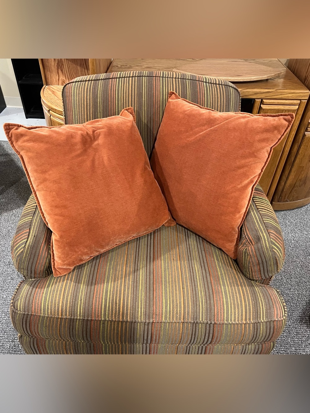 20” Crate & Barrel Cinnamon Throw Pillows - Set of 2